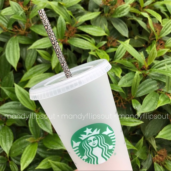 Starbucks Frosted Venti Reusable Cup Leopard Straw